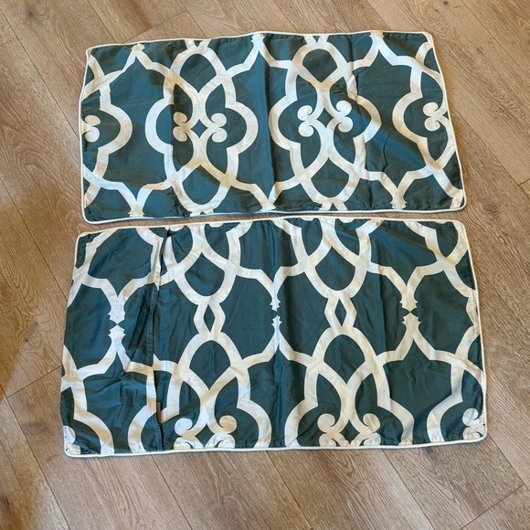 The Unbranded Brand Other - Crane And Canopy Pillow Shams King Teal White Pacific 300 Thrd Geometric Coastal